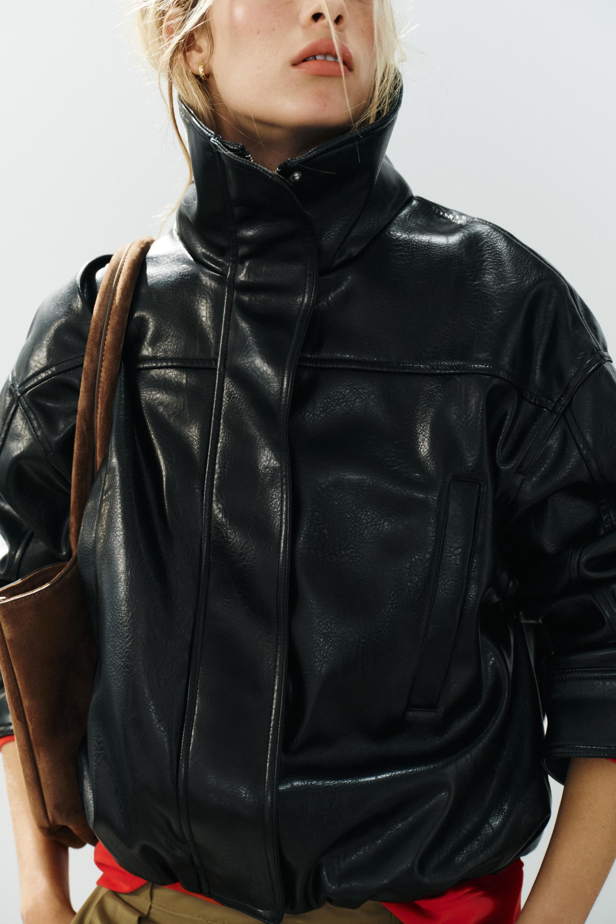 FAUX LEATHER BOMBER JACKET